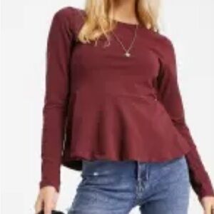 ASOS Long Sleeve Peplum Top (Size 6)